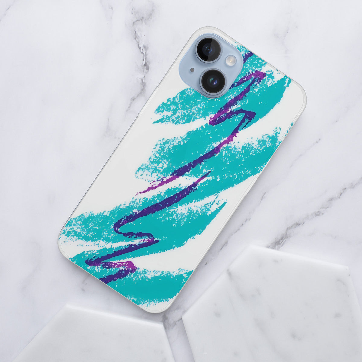 90s Jazz Solo Paper Cup Pattern HC_K7 iPhone 14 Transparent Acrylic Case (2 cameras)