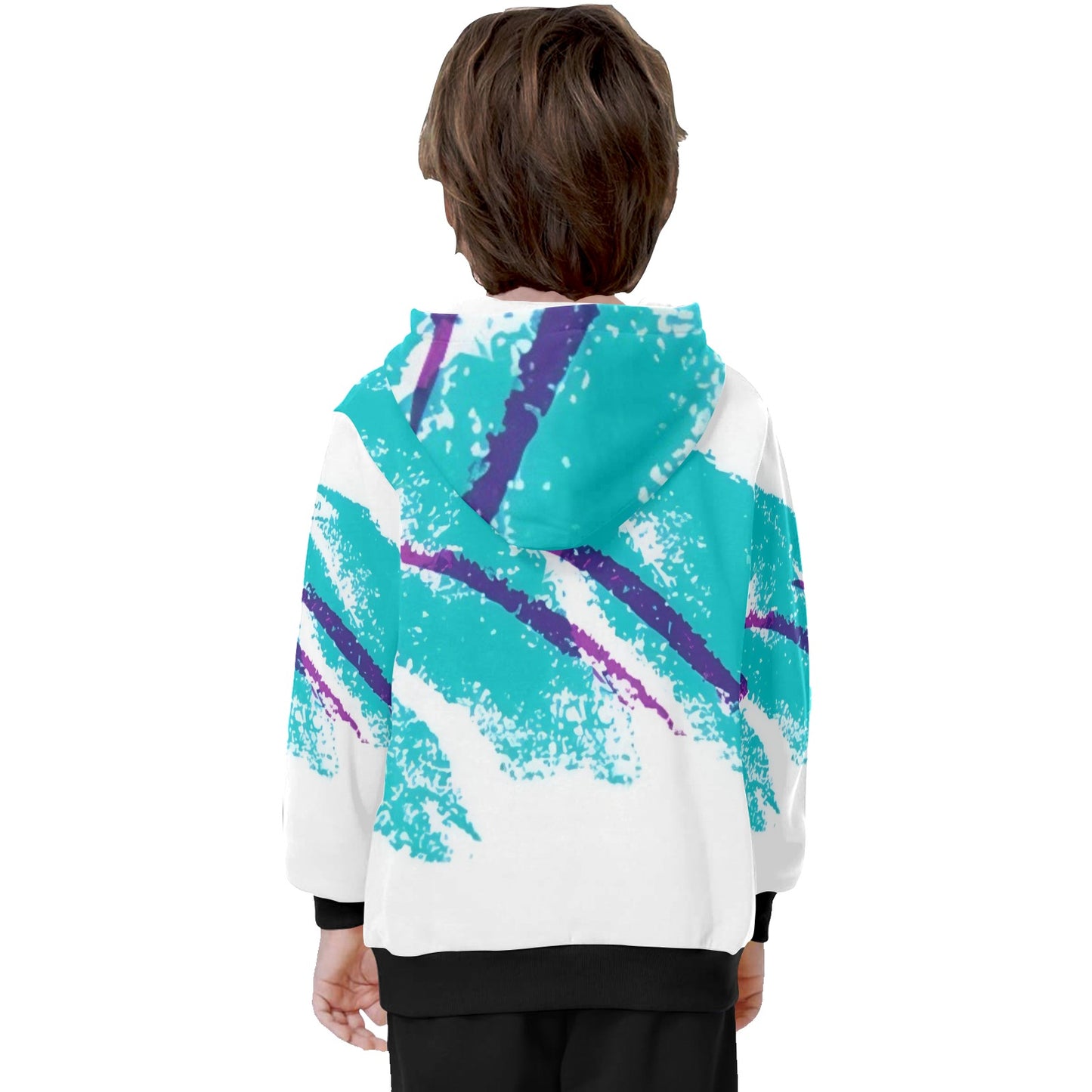 90s Jazz Solo Paper Cup Pattern Big Boys' Long Sleeve Hoodie