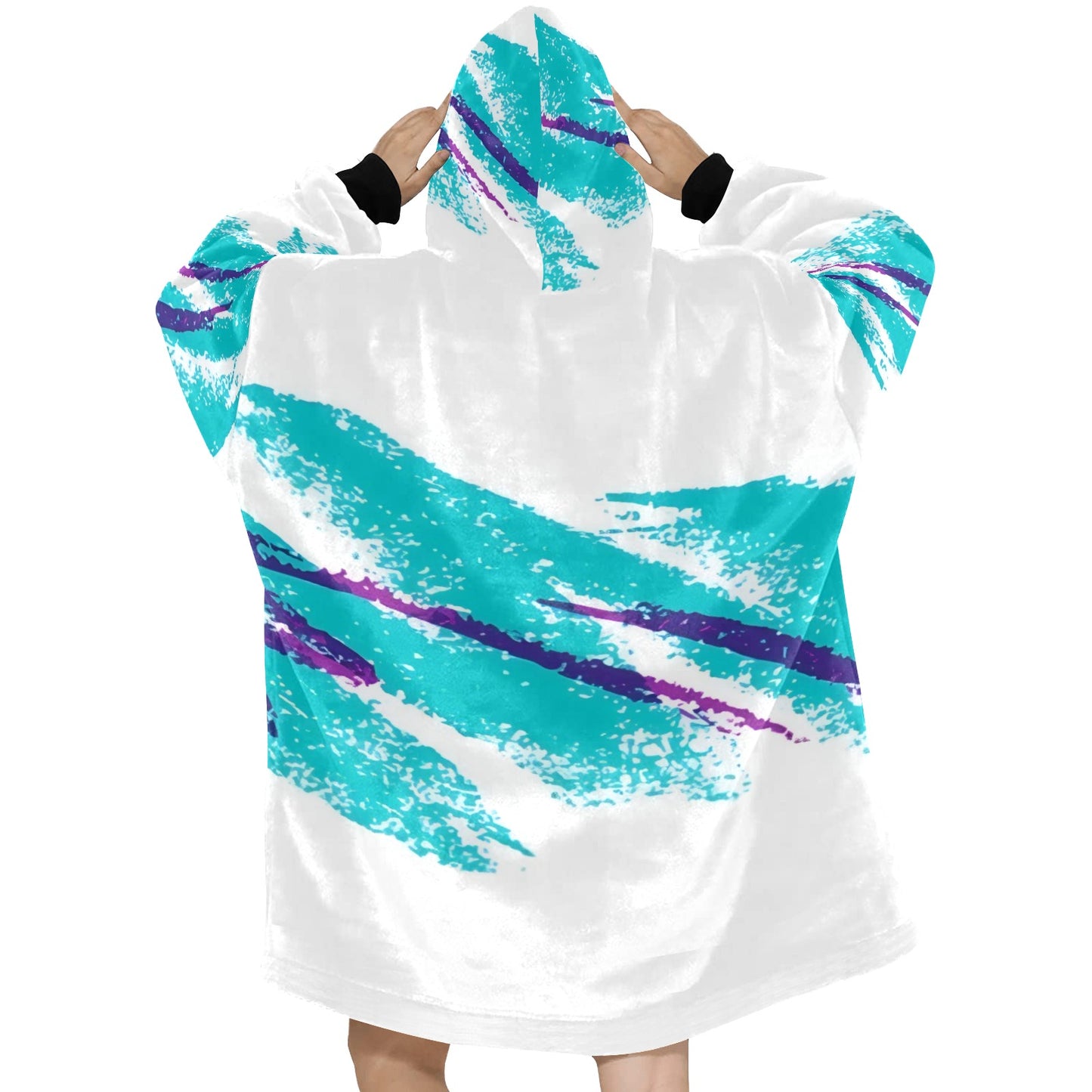 90s Jazz Pattern Blanket Hoodie for Women