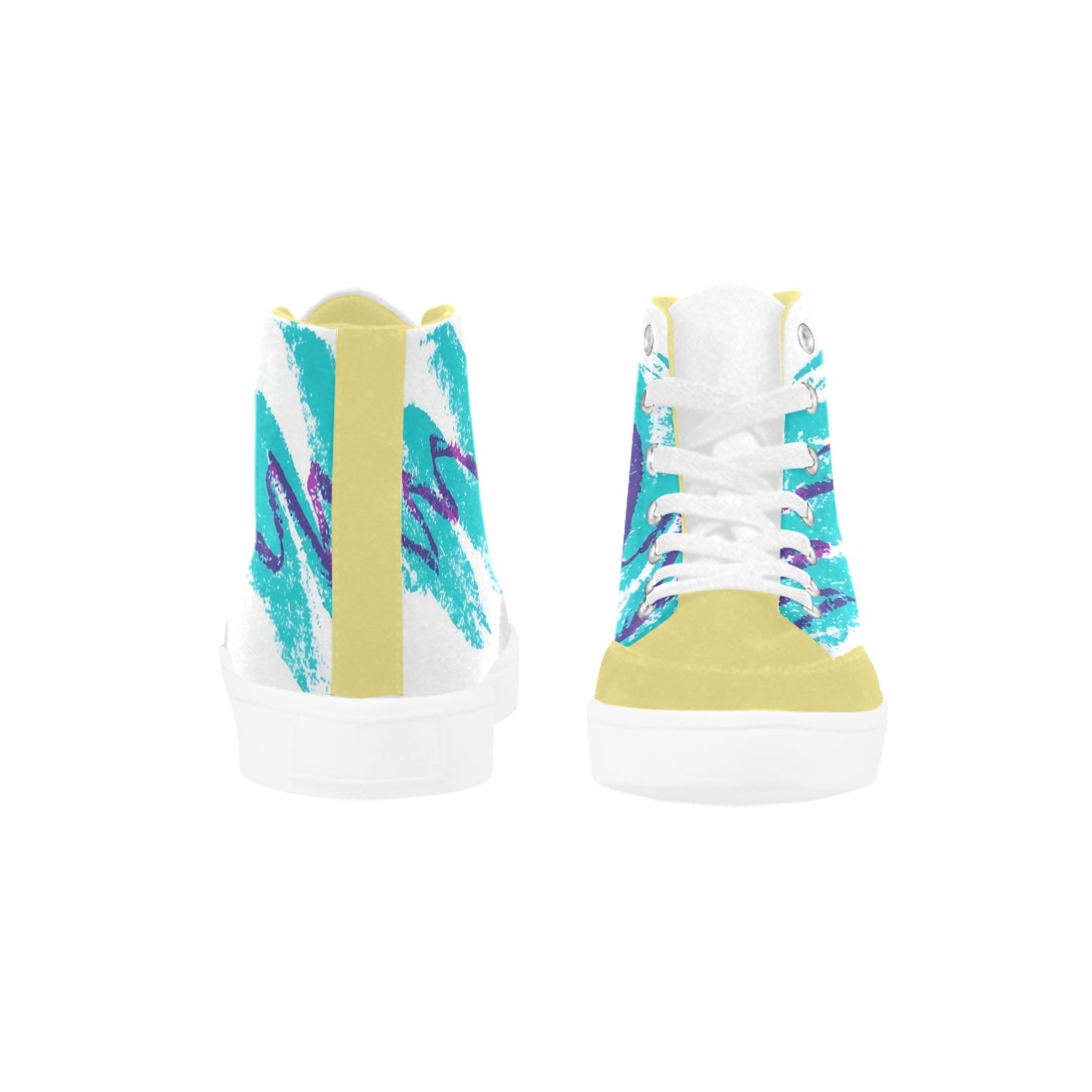 90s Jazz Solo Paper Cup Pattern High Top Canvas Women's Shoes