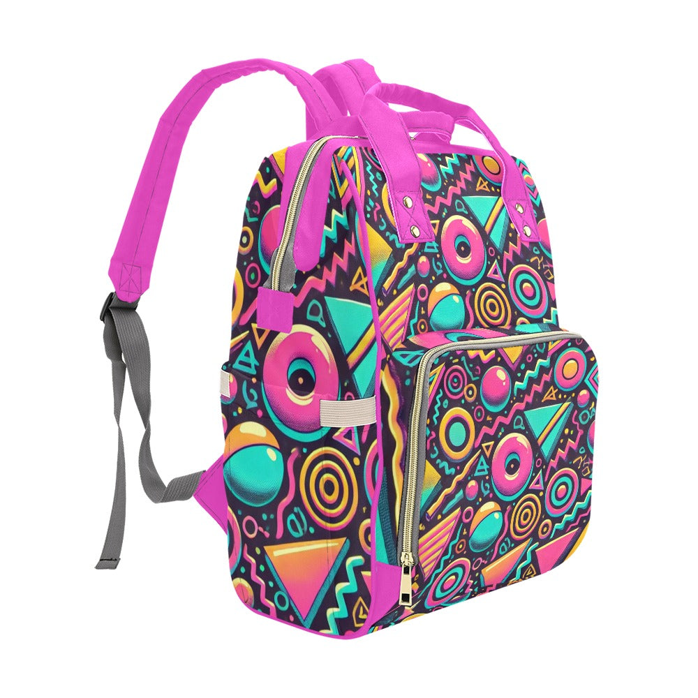 Neon Retro 90s Pattern Waterproof Multi-Function Backpack