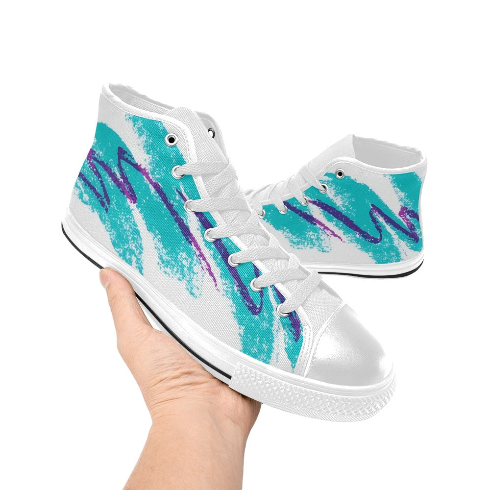 90s Jazz Solo Paper Cup Pattern Aquila High Top Canvas Men's Shoes