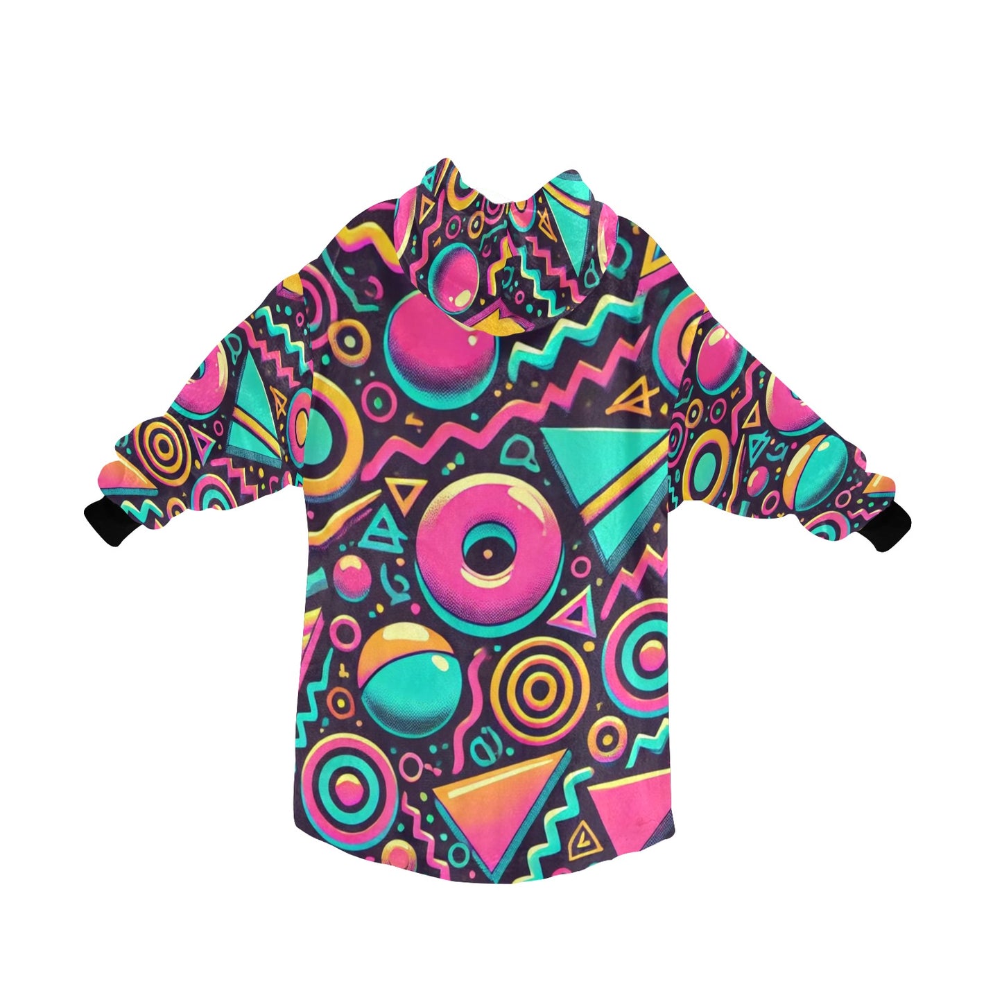 Neon Retro 90s Pattern Blanket Hoodie for Women