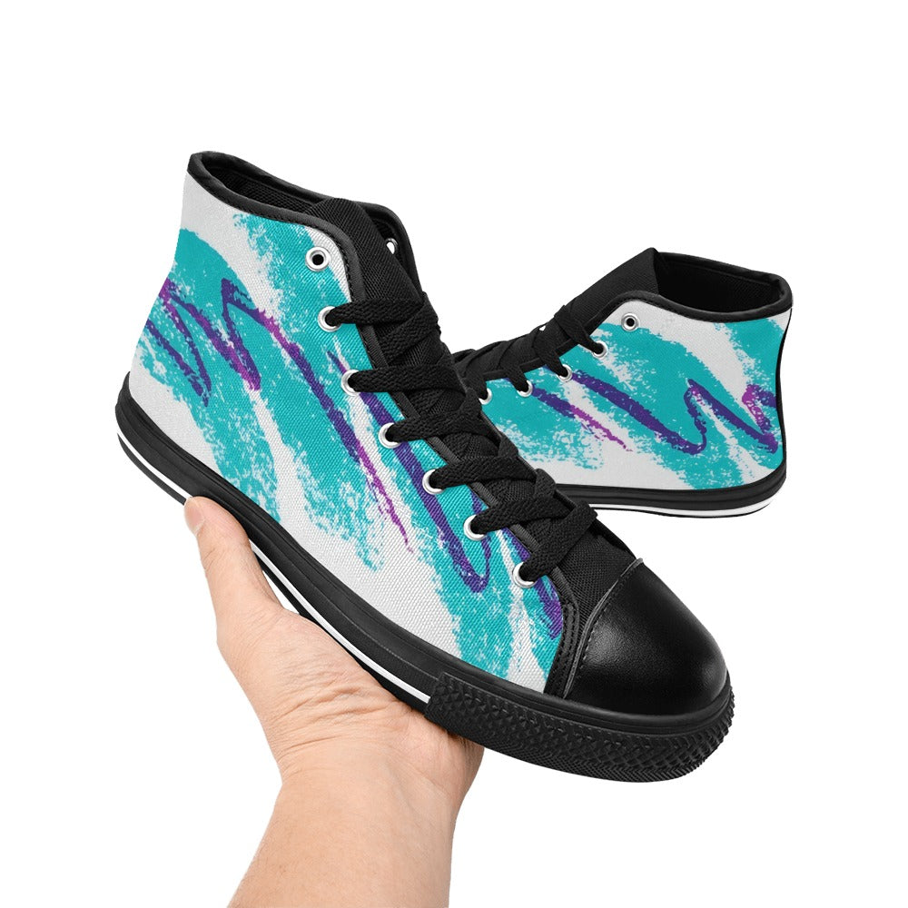 90s Jazz Solo Paper Cup Pattern Aquila High Top Canvas Women's Shoes