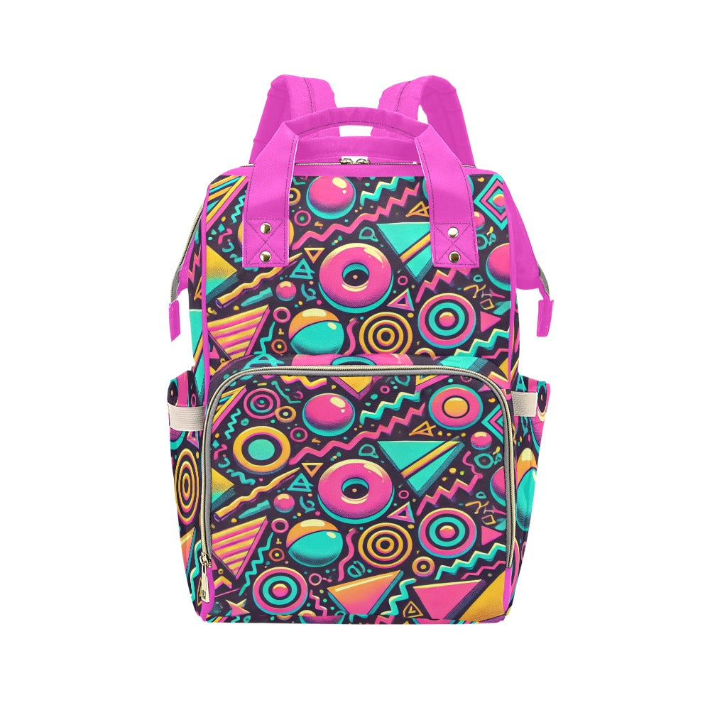 Neon Retro 90s Pattern Waterproof Multi-Function Backpack