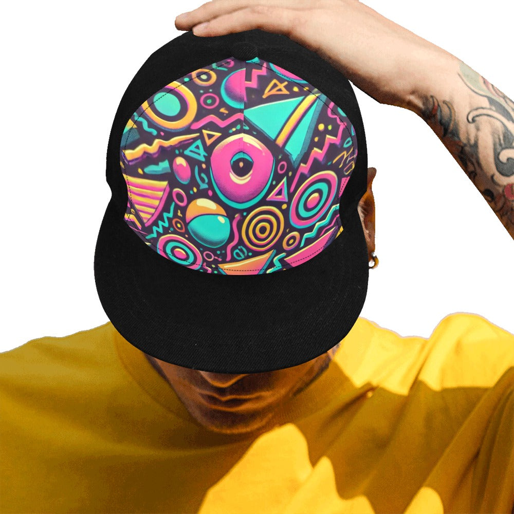 Neon Retro 90s Pattern Snapback Hat