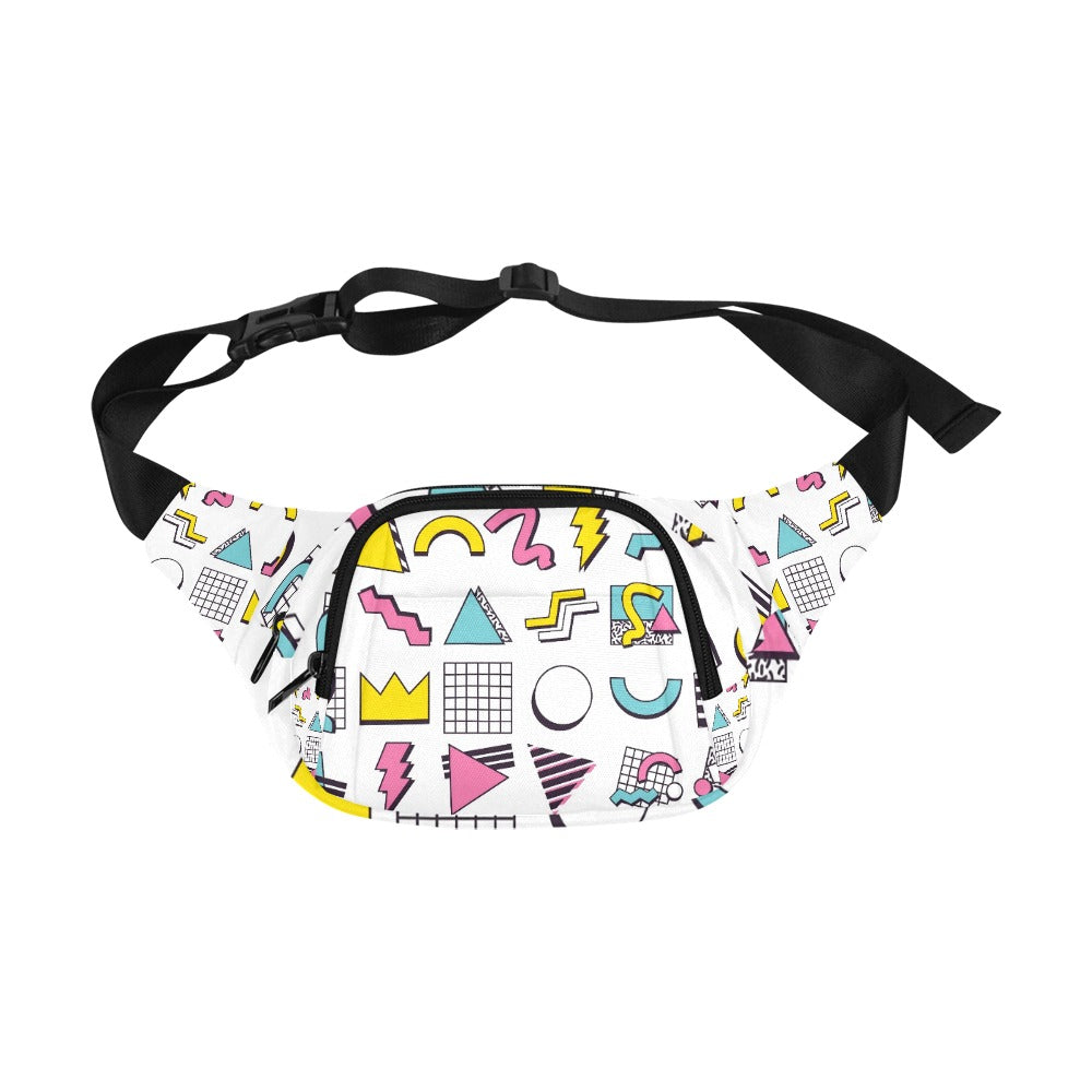 90s White Aesthetic Design Unisex Waist Bag With Front Pocket Fanny Pack