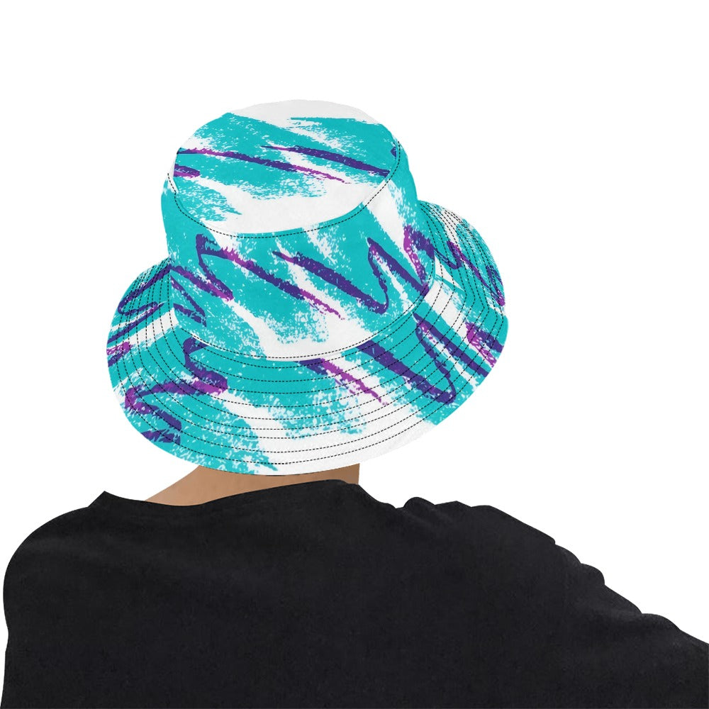 90s Jazz Solo Paper Cup Pattern Men's All Over Print Bucket Hat