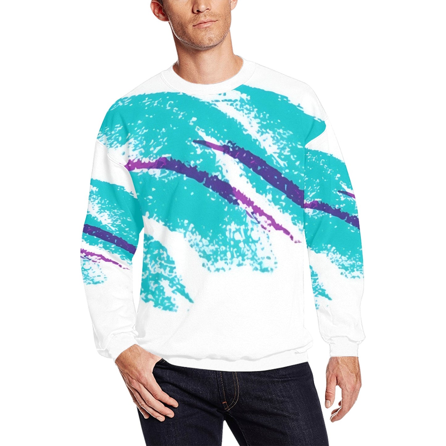 90s Jazz Solo Paper Cup Pattern Men's All Over Print Sweatshirt