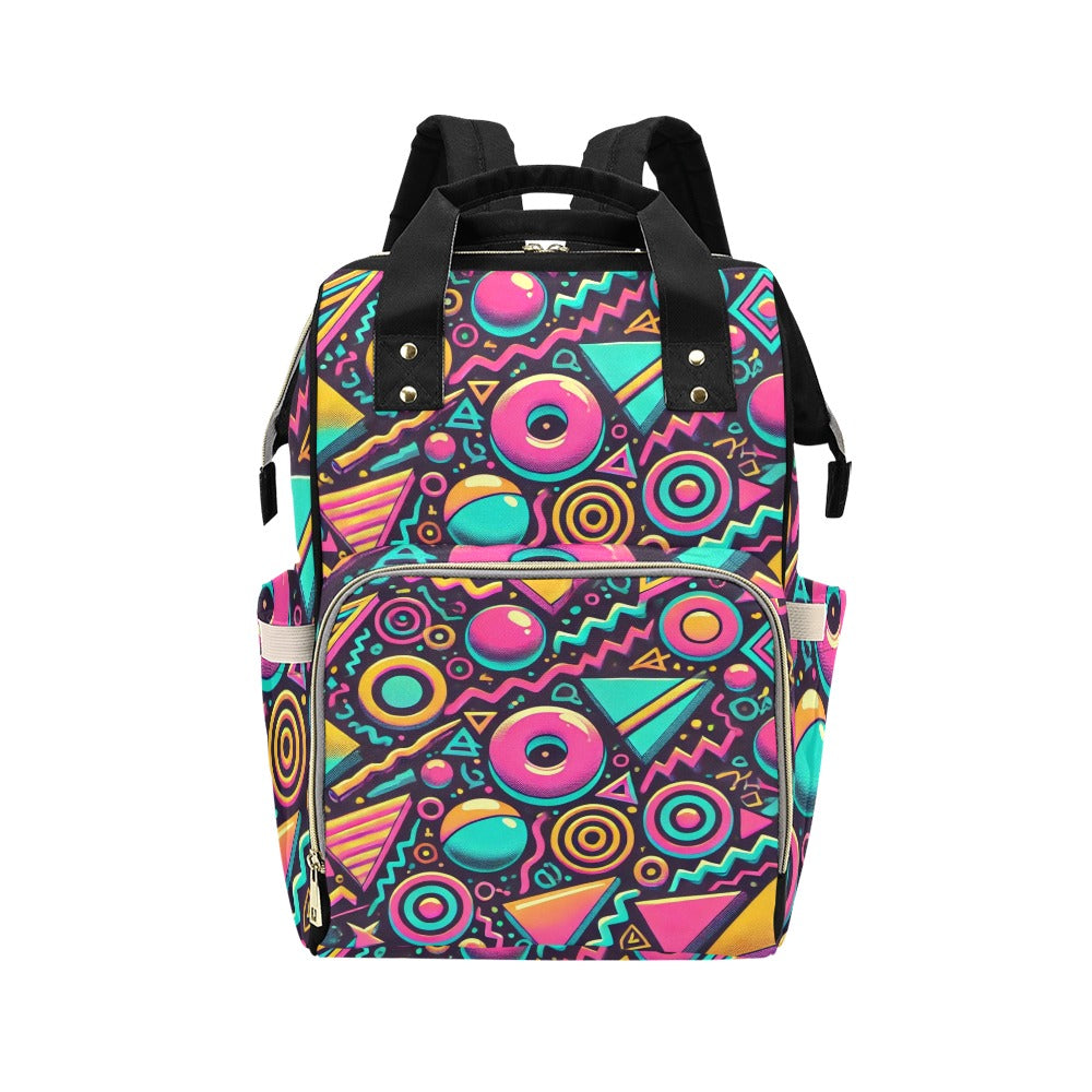 Neon Retro 90s Pattern Waterproof Multi-Function Backpack