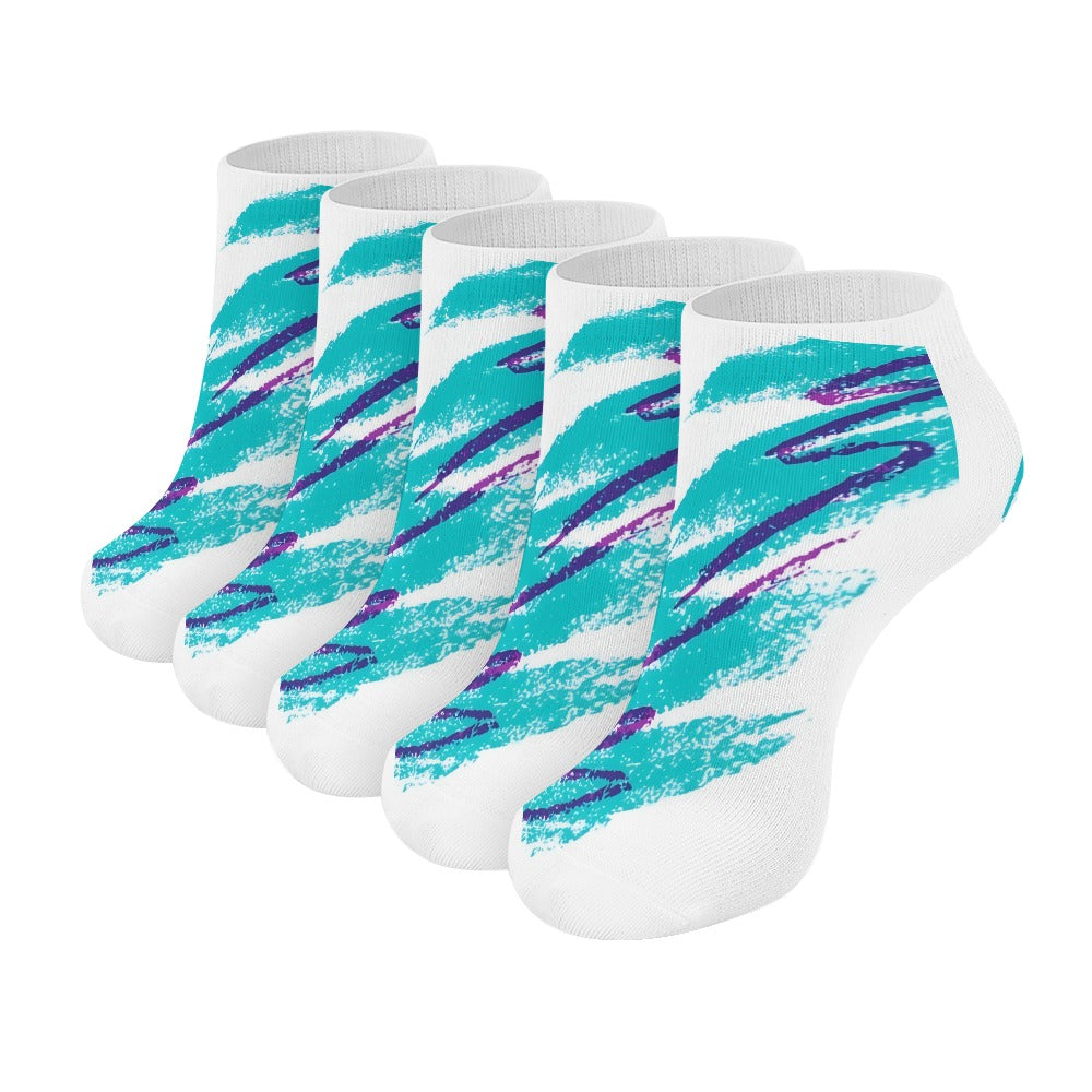 90s Jazz Solo Paper Cup Pattern Comfortable Pattern Socks (Set of 5 Pairs)