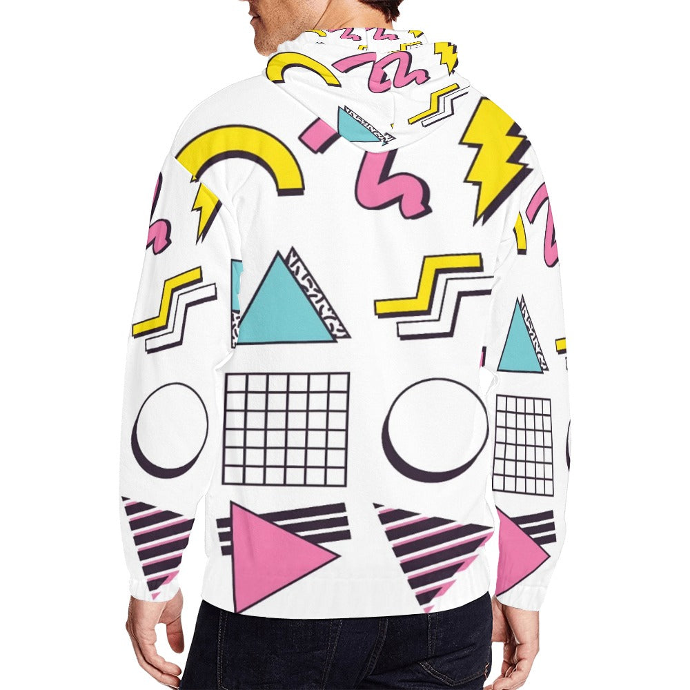 90s White Aesthetic Design Men's All Over Print Full Zip Hoodie