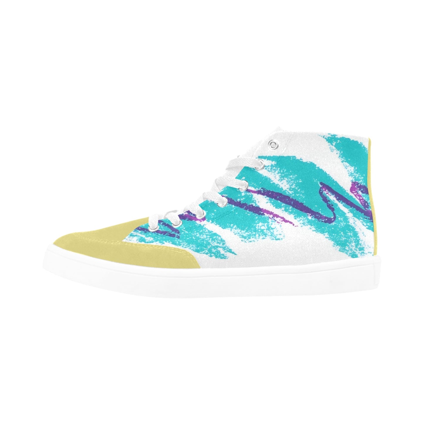 90s Jazz Solo Paper Cup Pattern High Top Canvas Women's Shoes