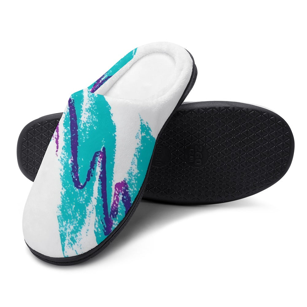 90s Jazz Solo Paper Cup Pattern Cotton slippers