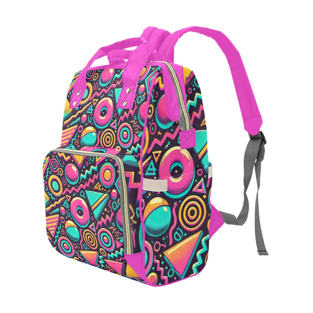 Neon Retro 90s Pattern Waterproof Multi-Function Backpack