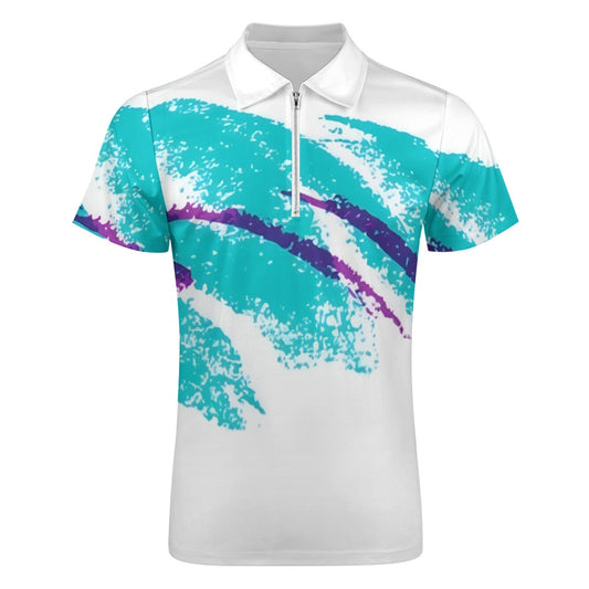 90s Jazz Solo Paper Cup Pattern Short sleeve polo shirt