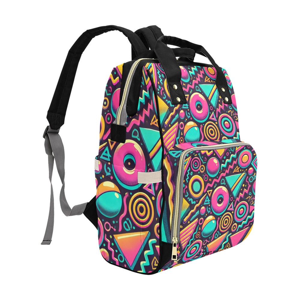 Neon Retro 90s Pattern Waterproof Multi-Function Backpack