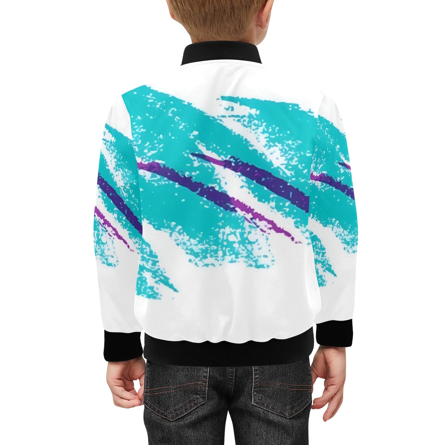 90s Jazz Solo Paper Cup Pattern Kids' Bomber Jacket with Pockets