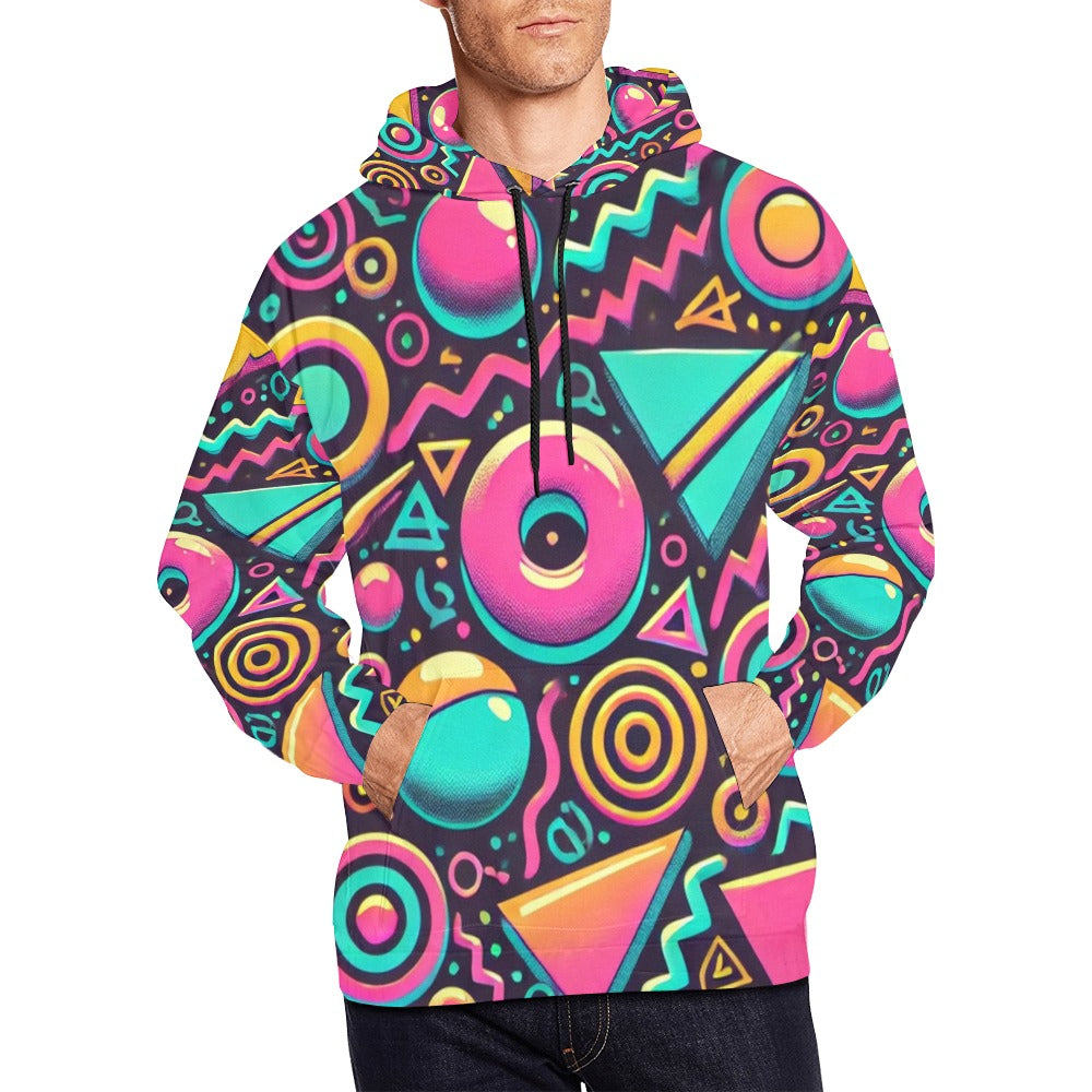 Neon Retro 90s Pattern Men's All Over Print Hoodie