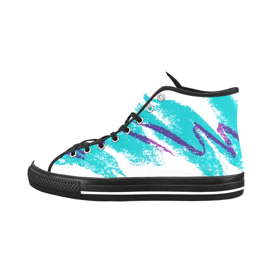 90s Jazz Solo Paper Cup Pattern Vancouver High Top Canvas Men's Shoes