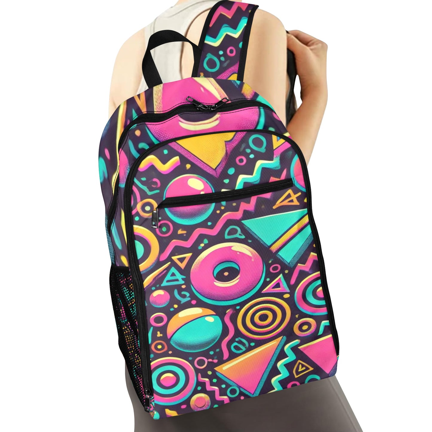 Neon Retro 90s Pattern All Over Print Sports Backpack