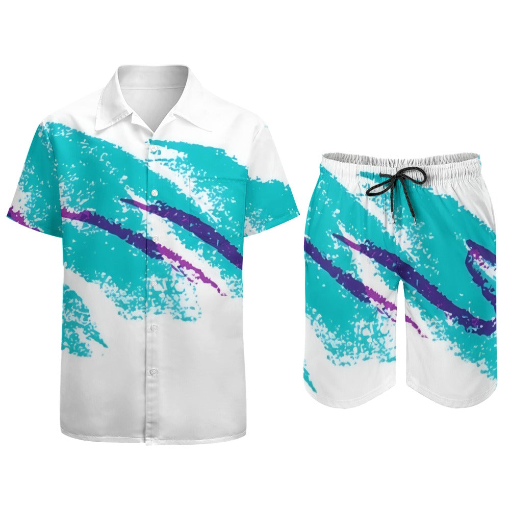 90s Jazz Solo Paper Cup Pattern Leisure Beach Suit