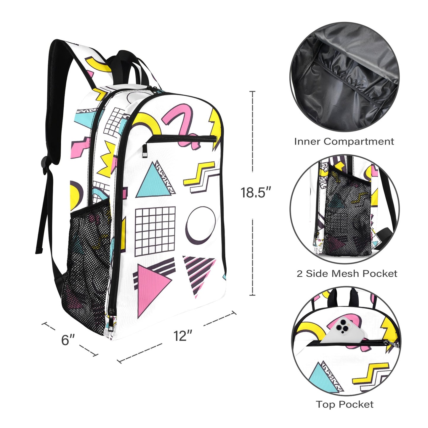 90s White Aesthetic Design All Over Print Leisure Sports Backpack