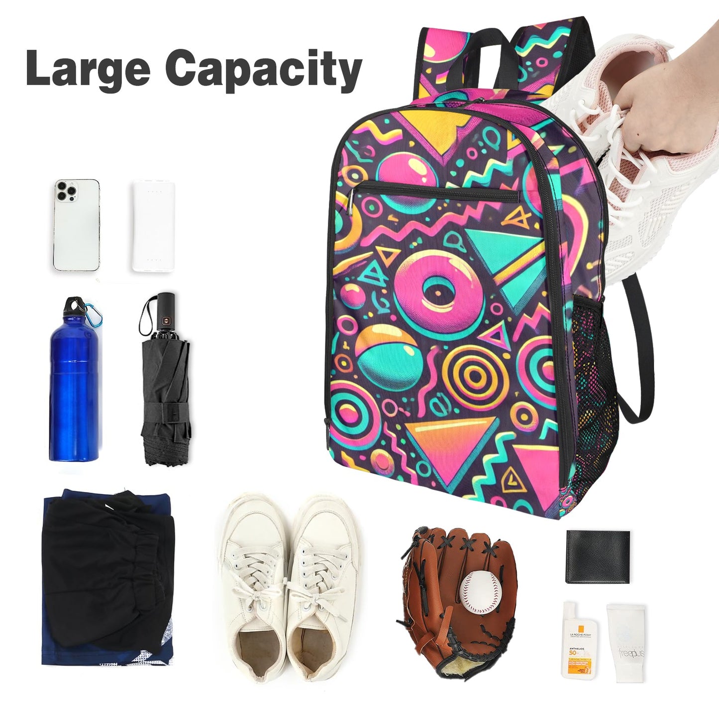 Neon Retro 90s Pattern All Over Print Sports Backpack