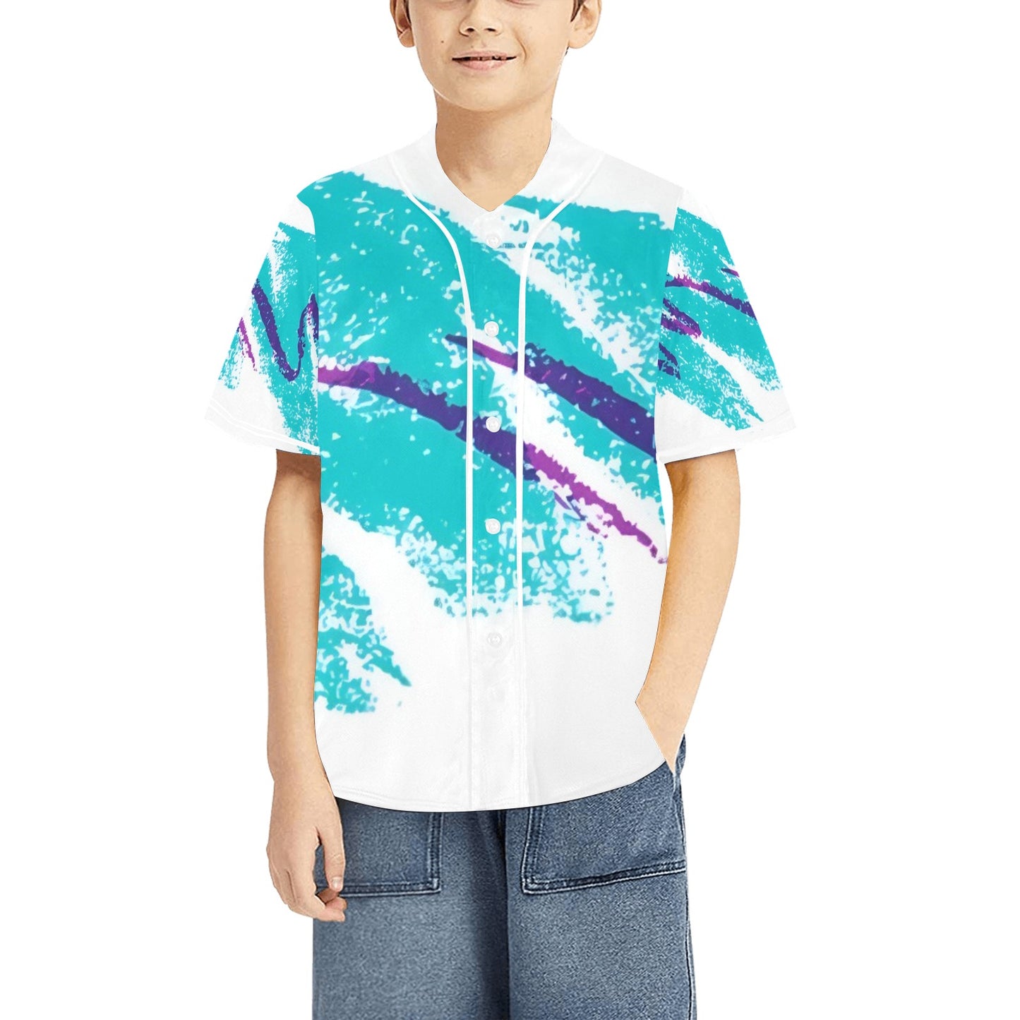 90s Jazz Solo Paper Cup Pattern Kid's All Over Print Baseball Jersey