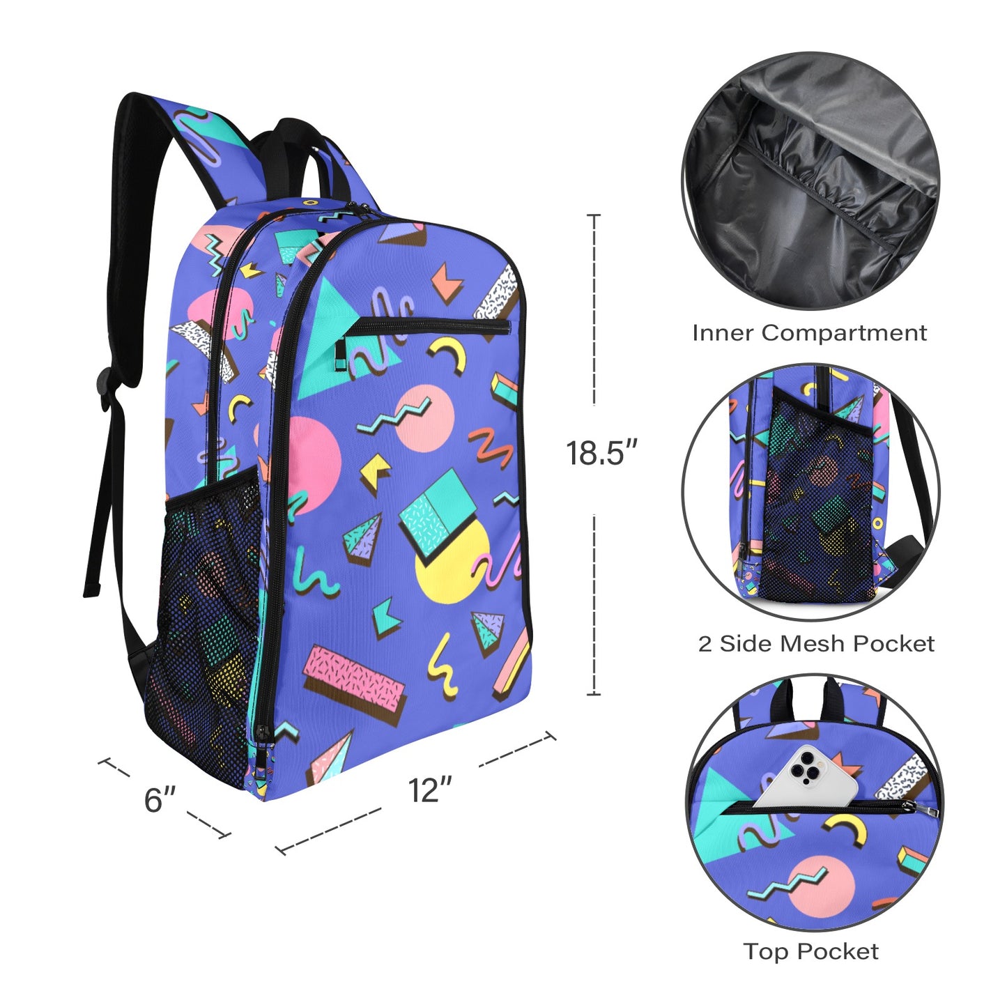 Nostalgic 90s Aesthetic Design All Over Print Leisure Sports Backpack