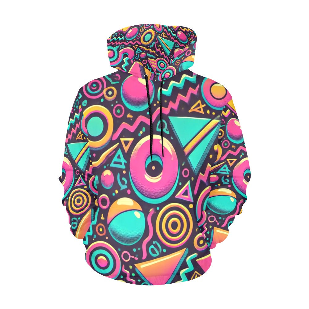 Neon Retro 90s Pattern Men's All Over Print Hoodie