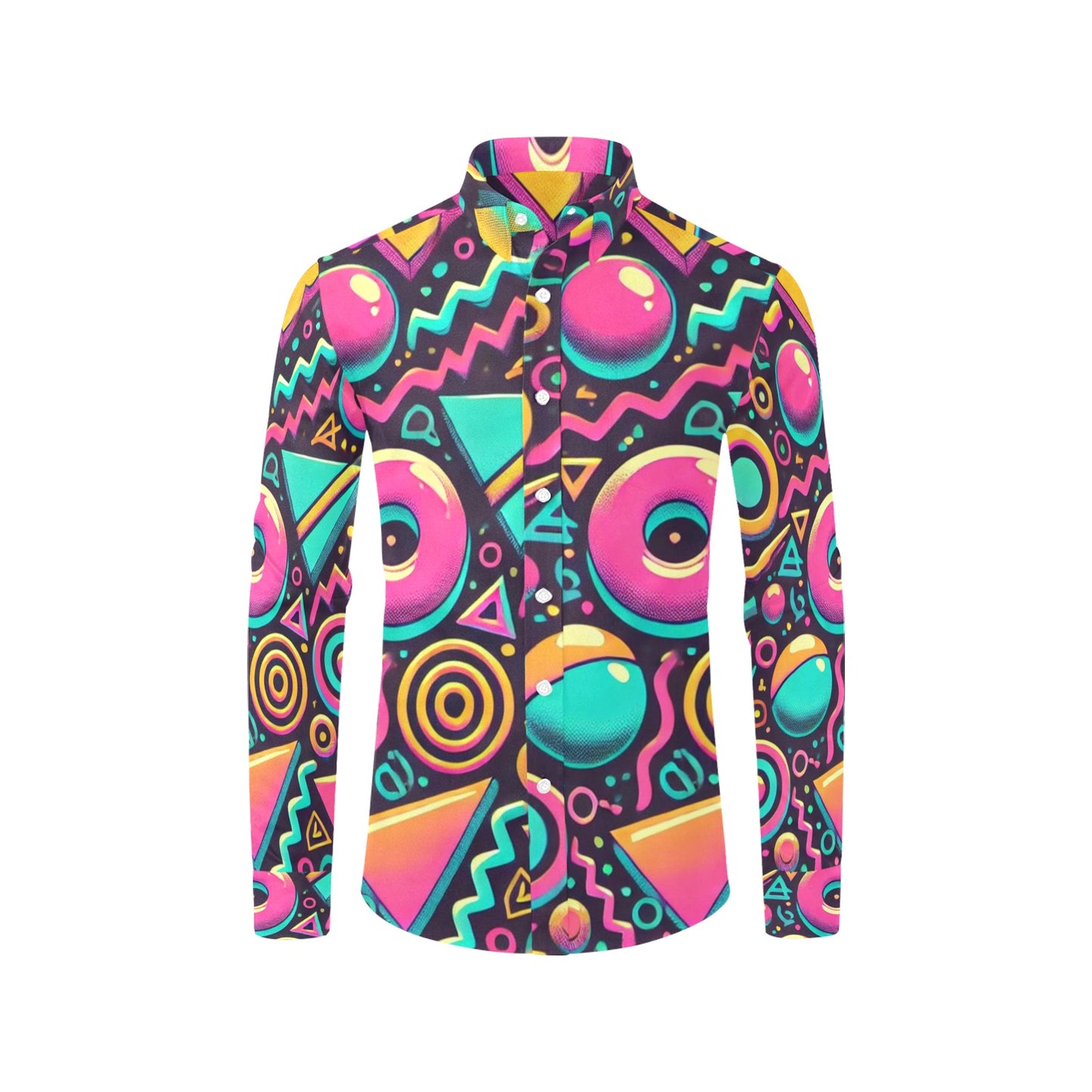 Neon Retro 90s Pattern Men's Long Sleeve Shirt