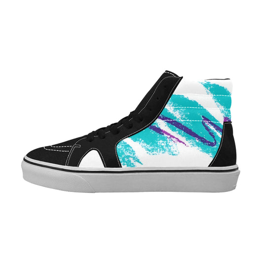 90s Jazz Solo Paper Cup Pattern Men's High Top Canvas Shoes