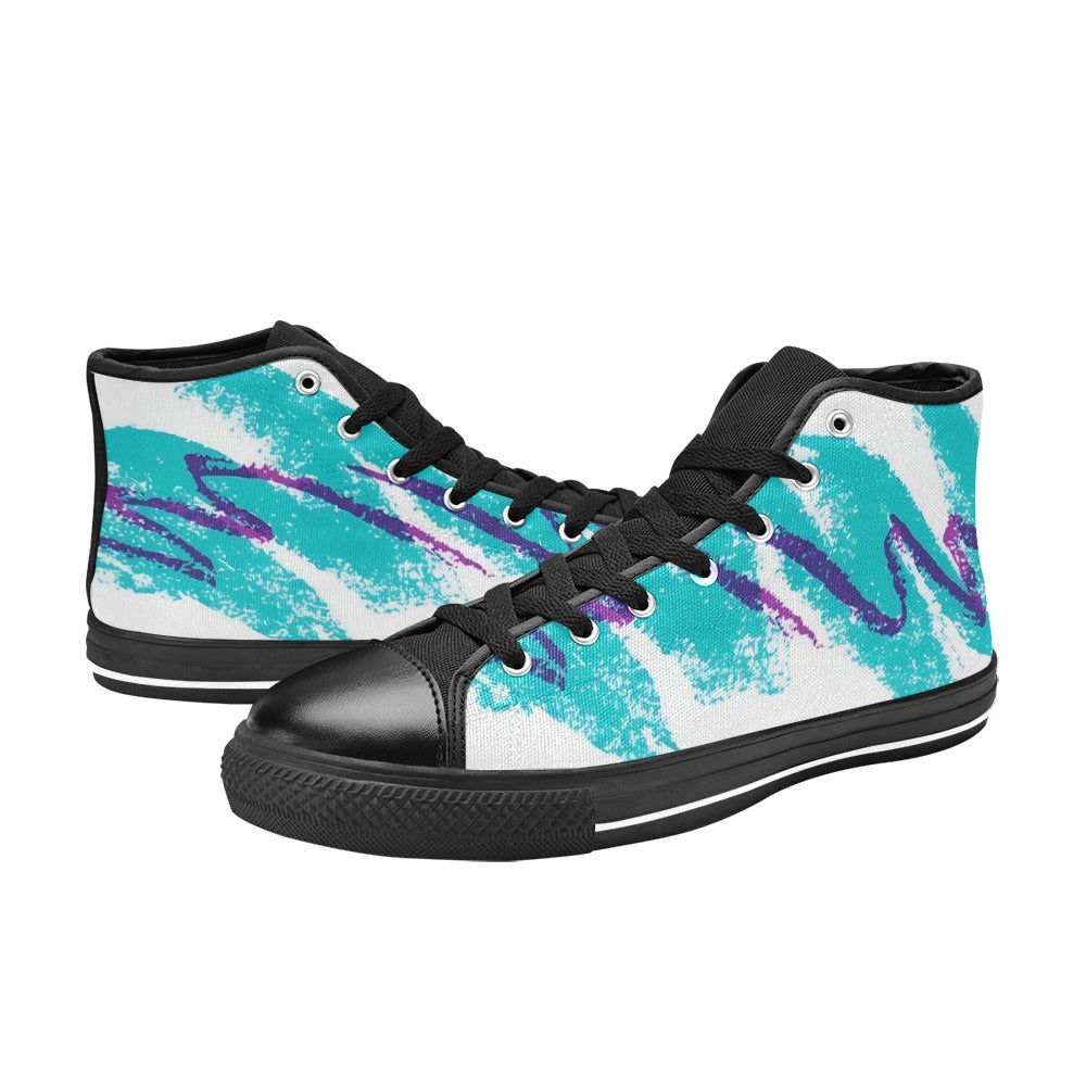 90s Jazz Solo Paper Cup Pattern Aquila High Top Canvas Women's Shoes