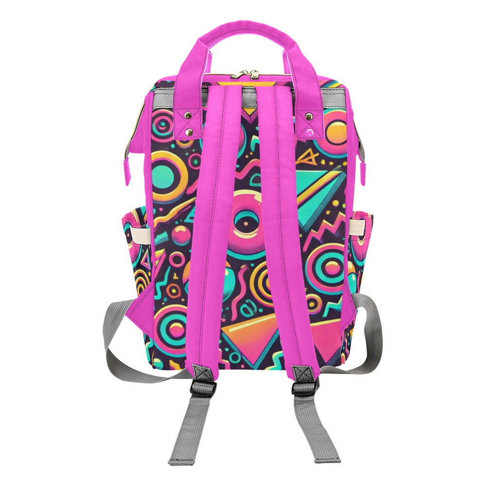 Neon Retro 90s Pattern Waterproof Multi-Function Backpack