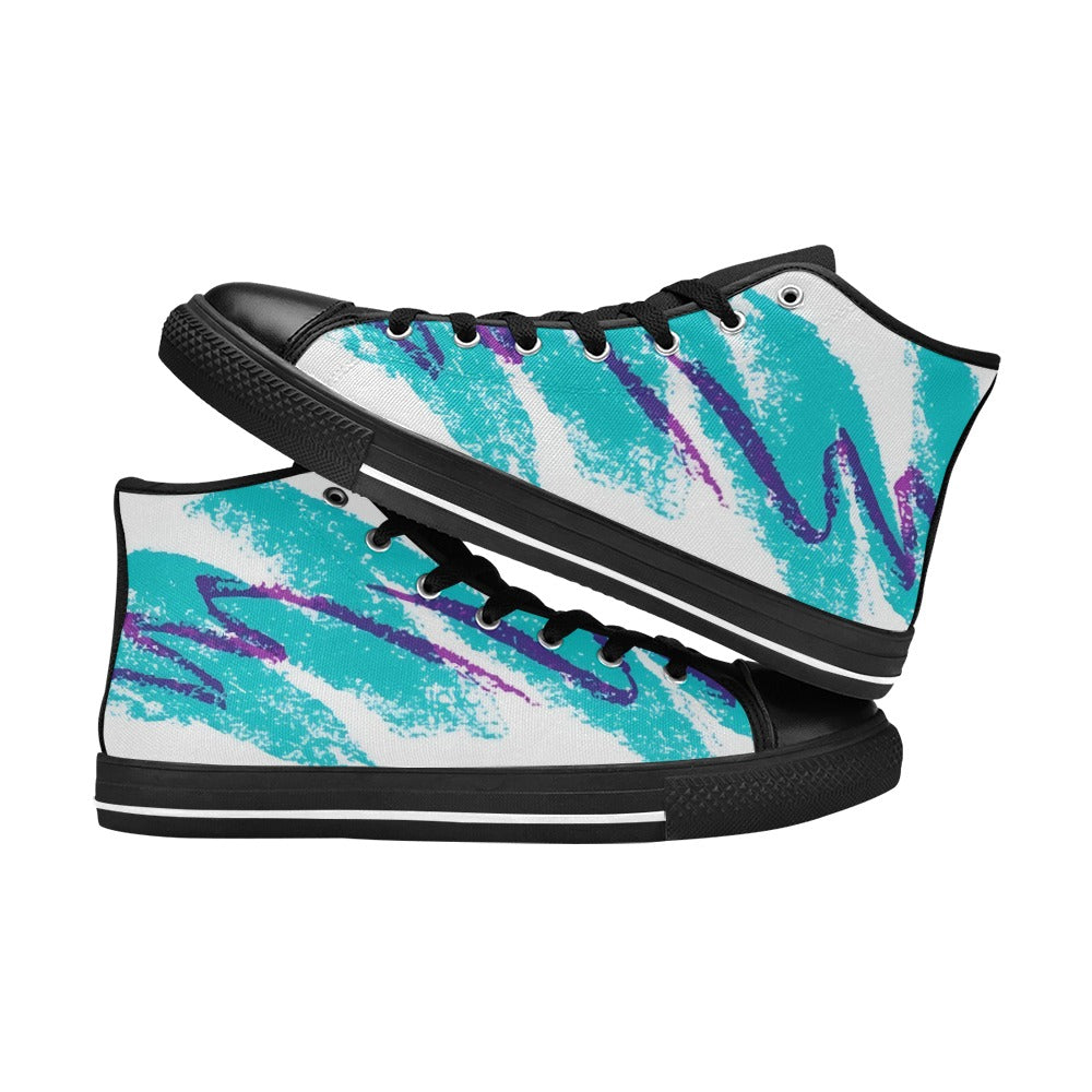 90s Jazz Solo Paper Cup Pattern Aquila High Top Canvas Women's Shoes