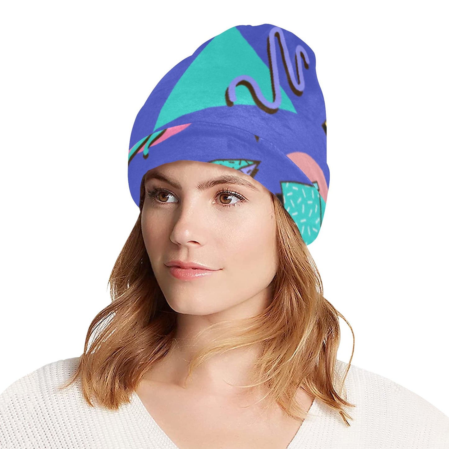 Nostalgic 90s Aesthetic Design All Over Print Beanie for Adults