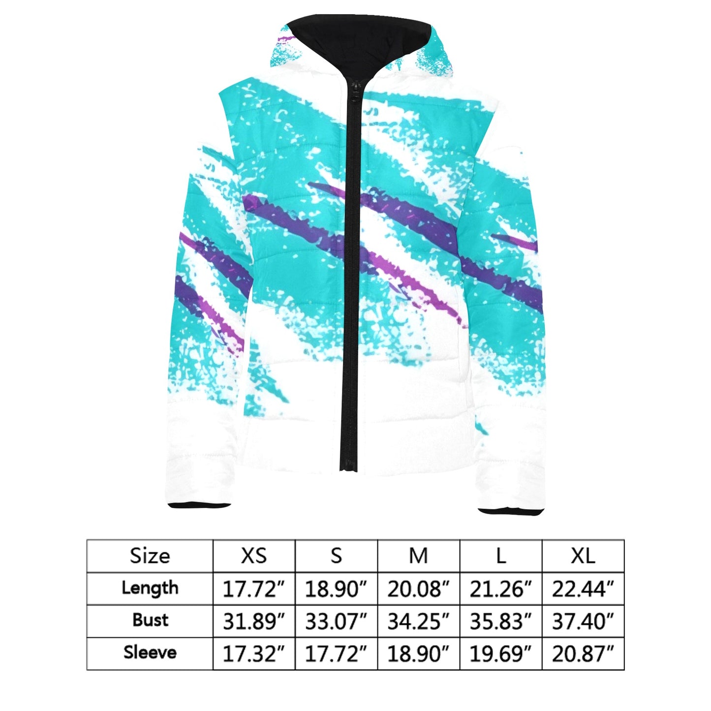 90s Jazz Solo Paper Cup Pattern Kids' Padded Hooded Jacket