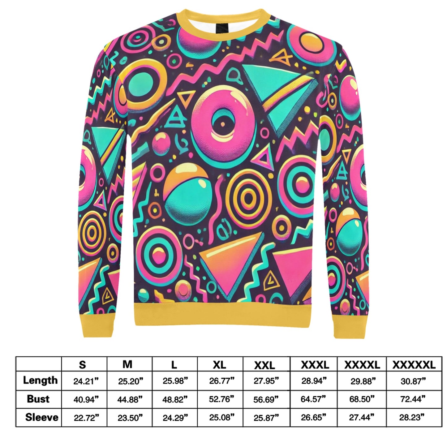 Neon Retro 90s Pattern Men's All Over Print Sweatshirt