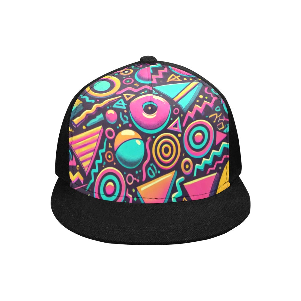 Neon Retro 90s Pattern Snapback Hat