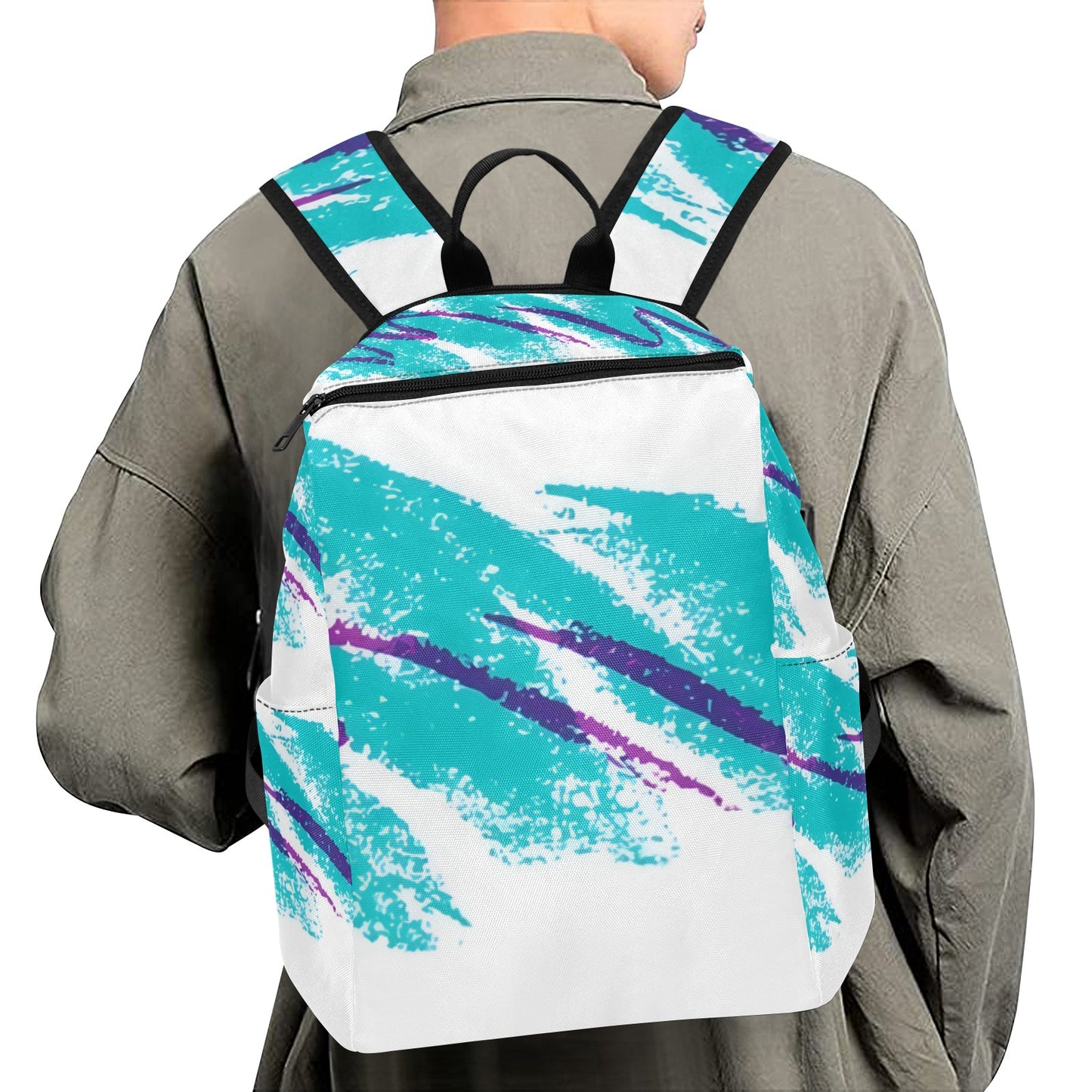 90s Jazz Solo Paper Cup Pattern Lightweight Casual Backpack