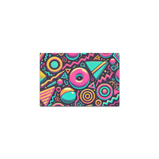 Neon Retro 90s Pattern Framed Canvas Print 12" x 8"