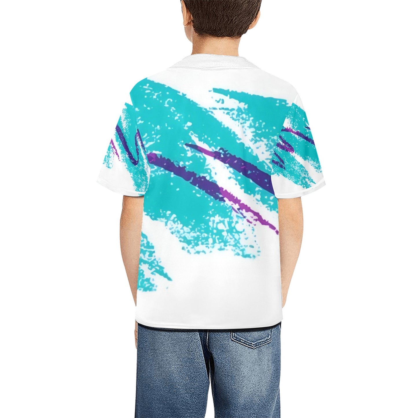 90s Jazz Solo Paper Cup Pattern Kid's All Over Print Baseball Jersey