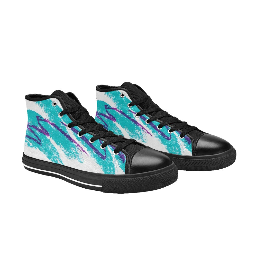 90s Jazz Solo Paper Cup Pattern Aquila High Top Canvas Women's Shoes