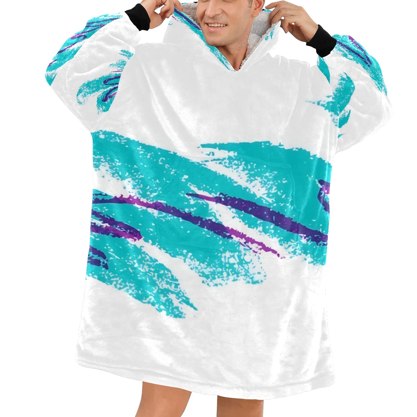 90s Jazz Solo Pattern Blanket Hoodie for Men