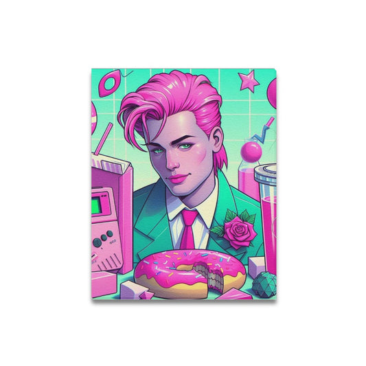 90s Pink and Green Aesthetic 'Icons' Framed Canvas Print 16x20