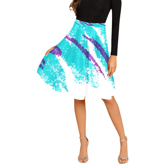 90s Jazz Solo Paper Cup Pattern Women's Pleated Midi Skirt