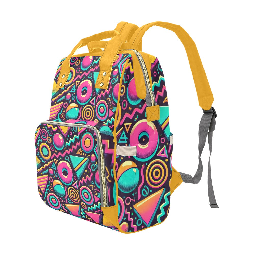 Neon Retro 90s Pattern Waterproof Multi-Function Backpack