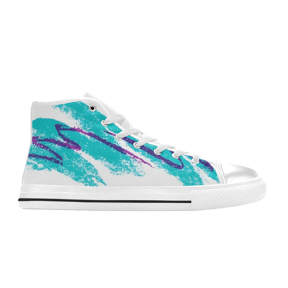 90s Jazz Solo Paper Cup Pattern Aquila High Top Canvas Men's Shoes