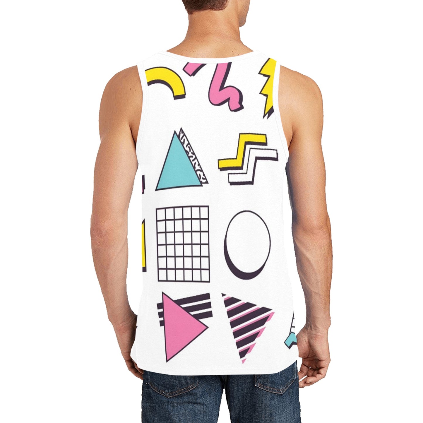 90s White Aesthetic Design Men's All Over Print Tank Top